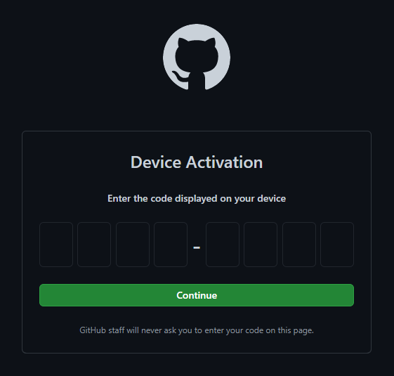 Login to GitHub using the usercode in the command output